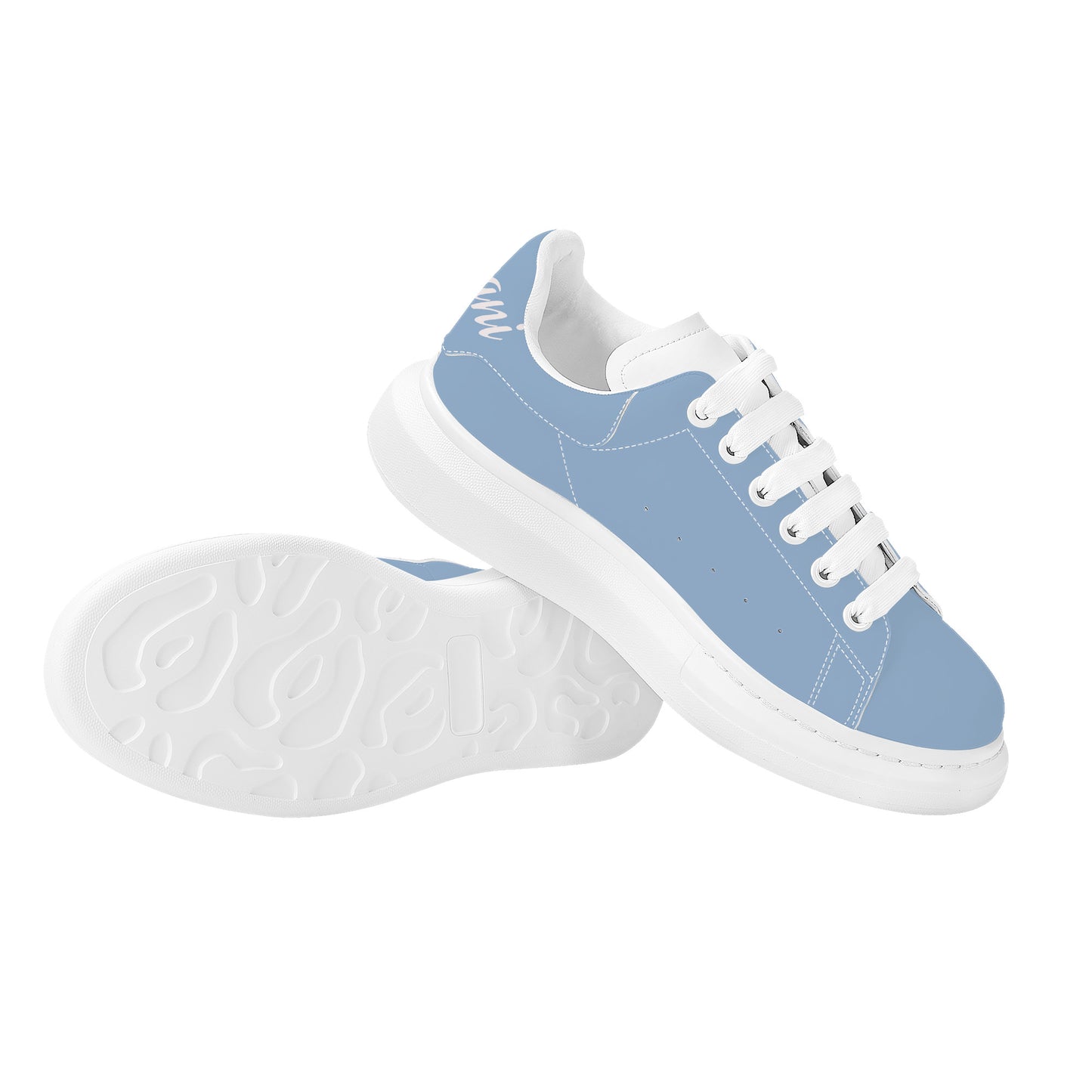 Gorgani D69 Heighten Low Top Shoes - White and powder blue