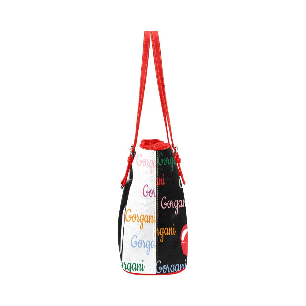 Gorgan heel red Leather Tote Bag/Large (Model 1651)