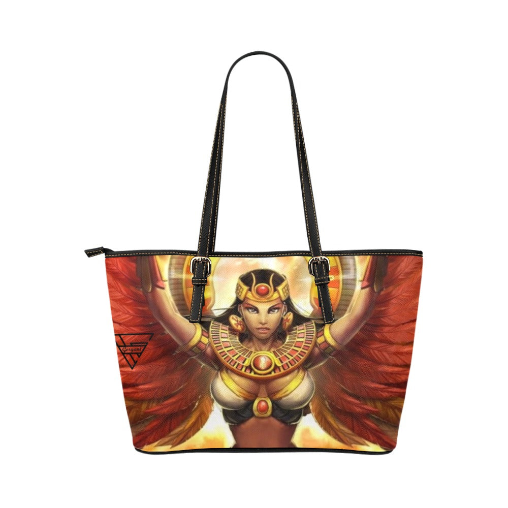gorgani egyptian-mythology-isis-egyptian-goddess Leather Tote Bag (Model 1651) (Big)
