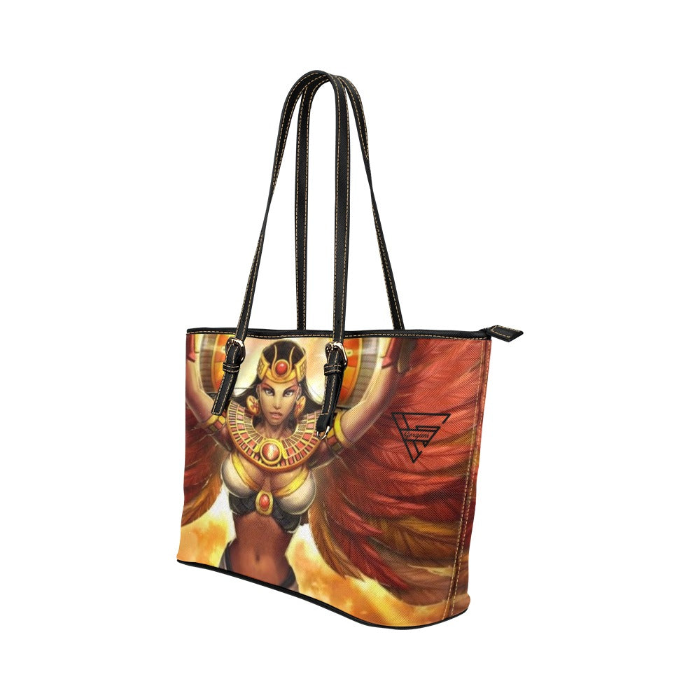gorgani egyptian-mythology-isis-egyptian-goddess Leather Tote Bag (Model 1651) (Big)