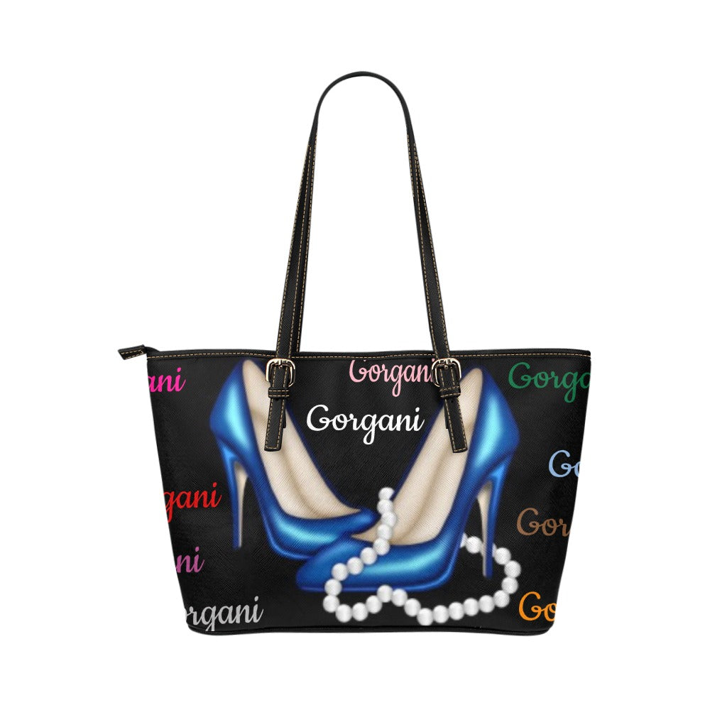 Gorgan heel pblue Leather Tote Bag/Large (Model 1651)
