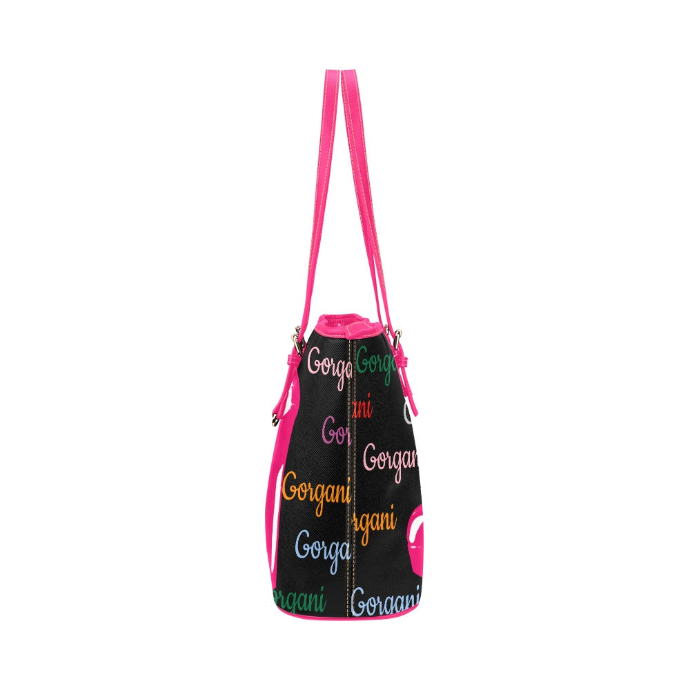 Gorgan heel pink Leather Tote Bag/Large (Model 1651)
