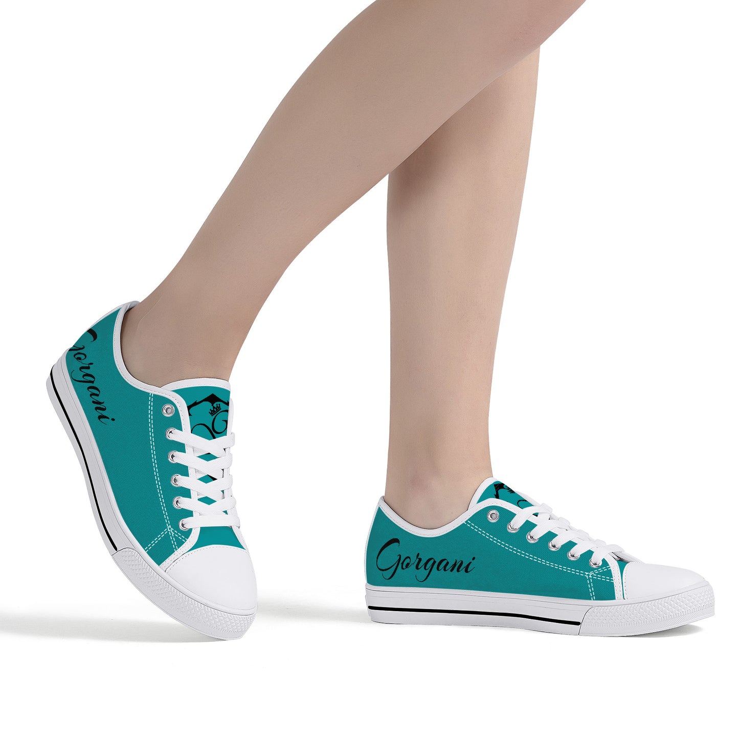 Gorgani Low-Top Canvas Shoes - White Aqua