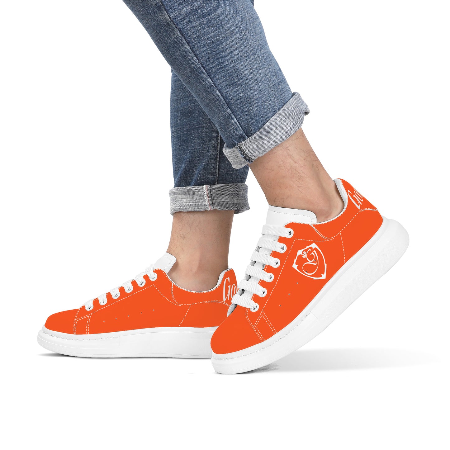 Gorgani D69 Heighten Low Top Shoes - White and orange