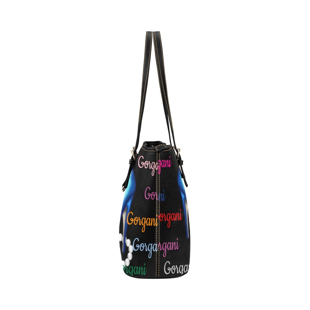 Gorgan heel pblue Leather Tote Bag/Large (Model 1651)