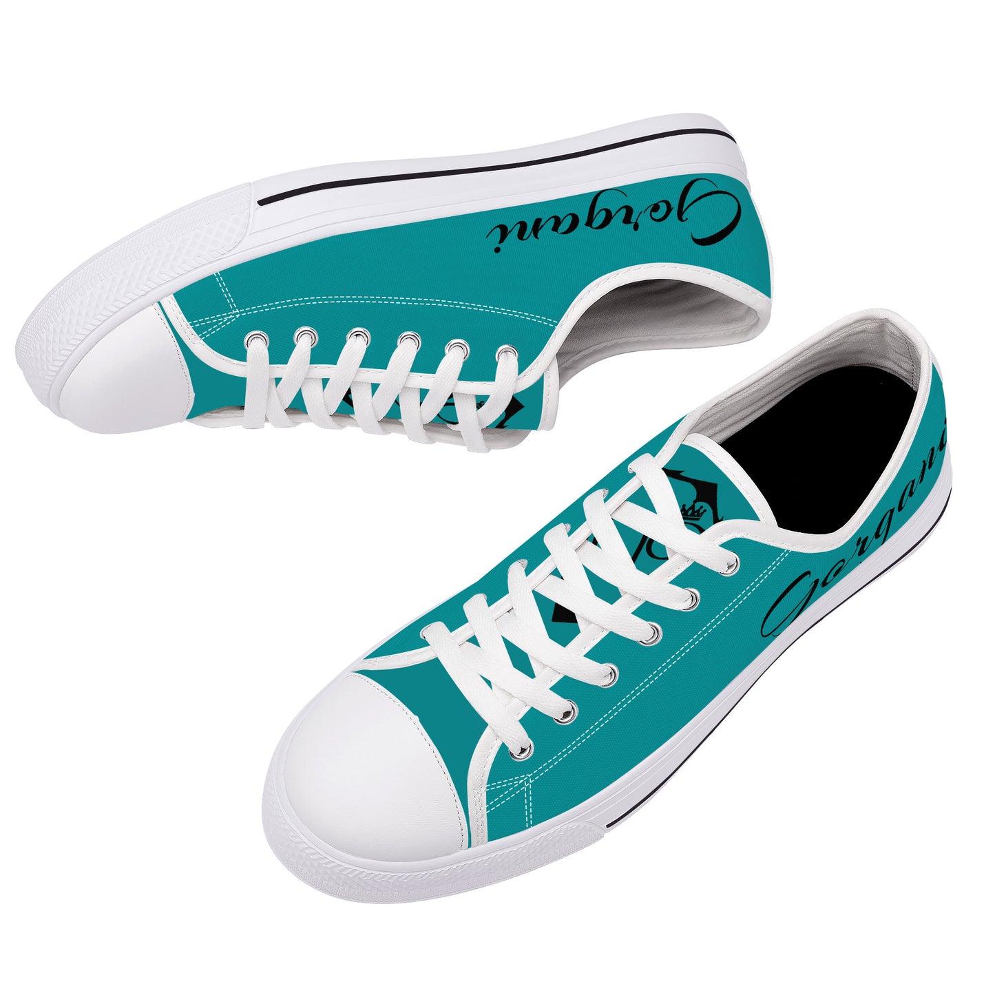 Gorgani Low-Top Canvas Shoes - White Aqua