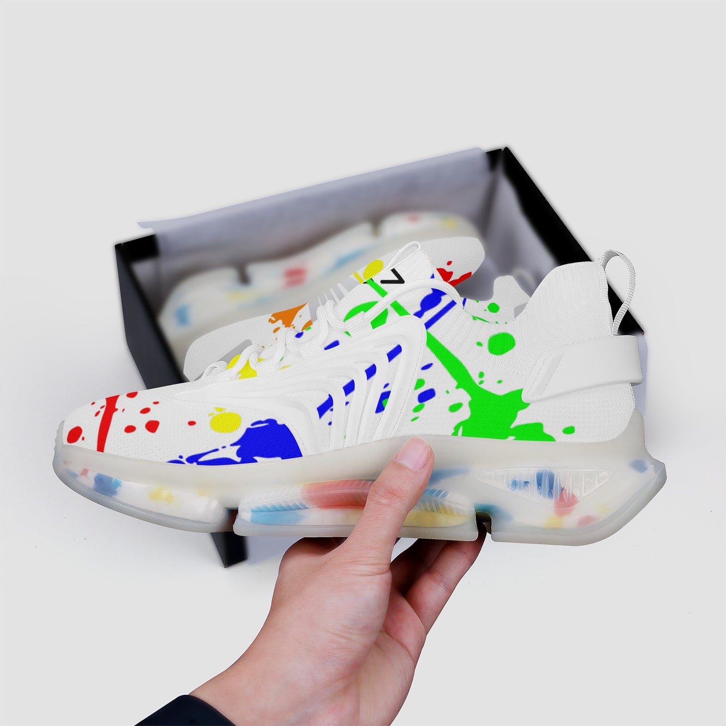 Gorgani SF_S35 Air Max React Sneakers - White an paint splash