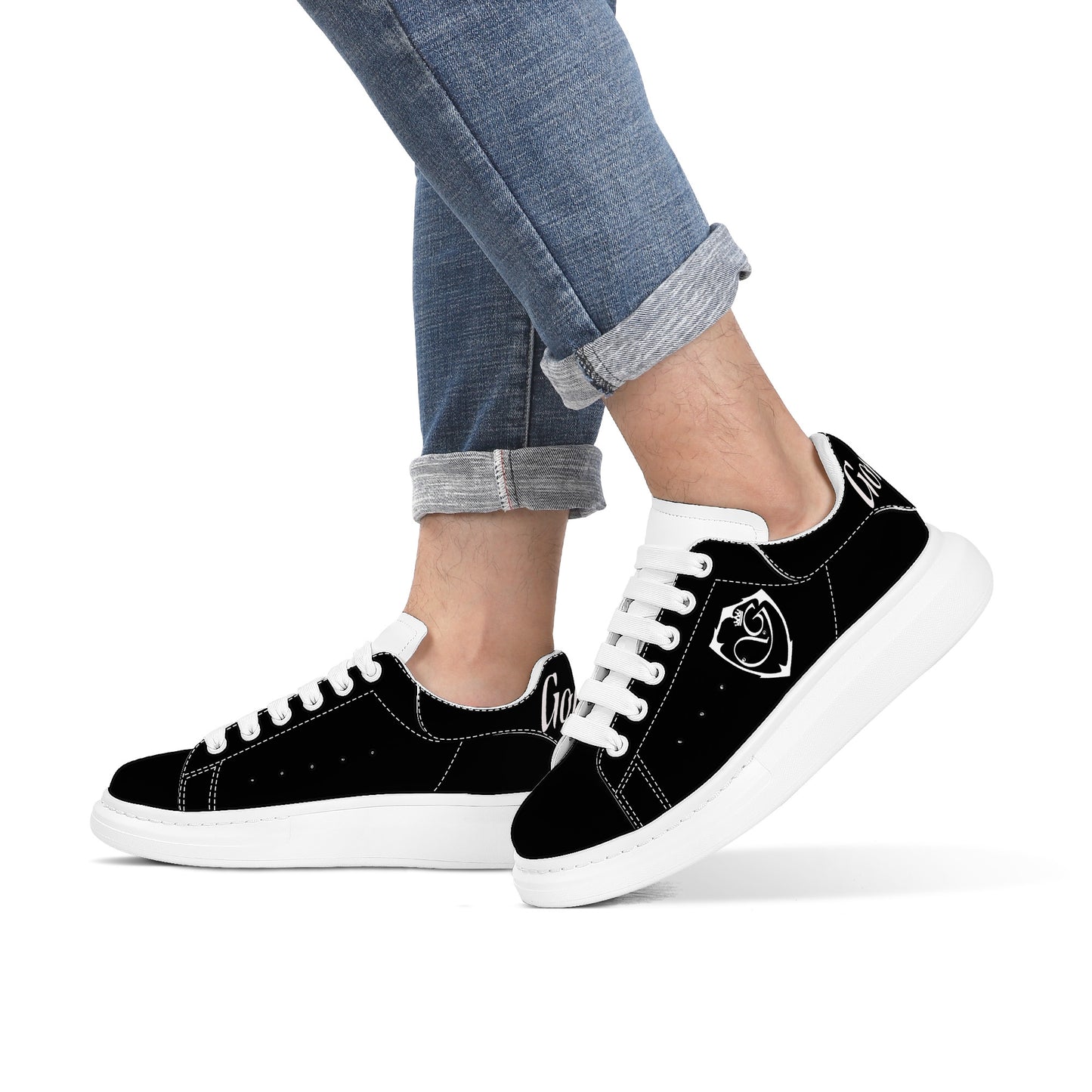 Gorgani D69 Heighten Low Top Shoes - White and black