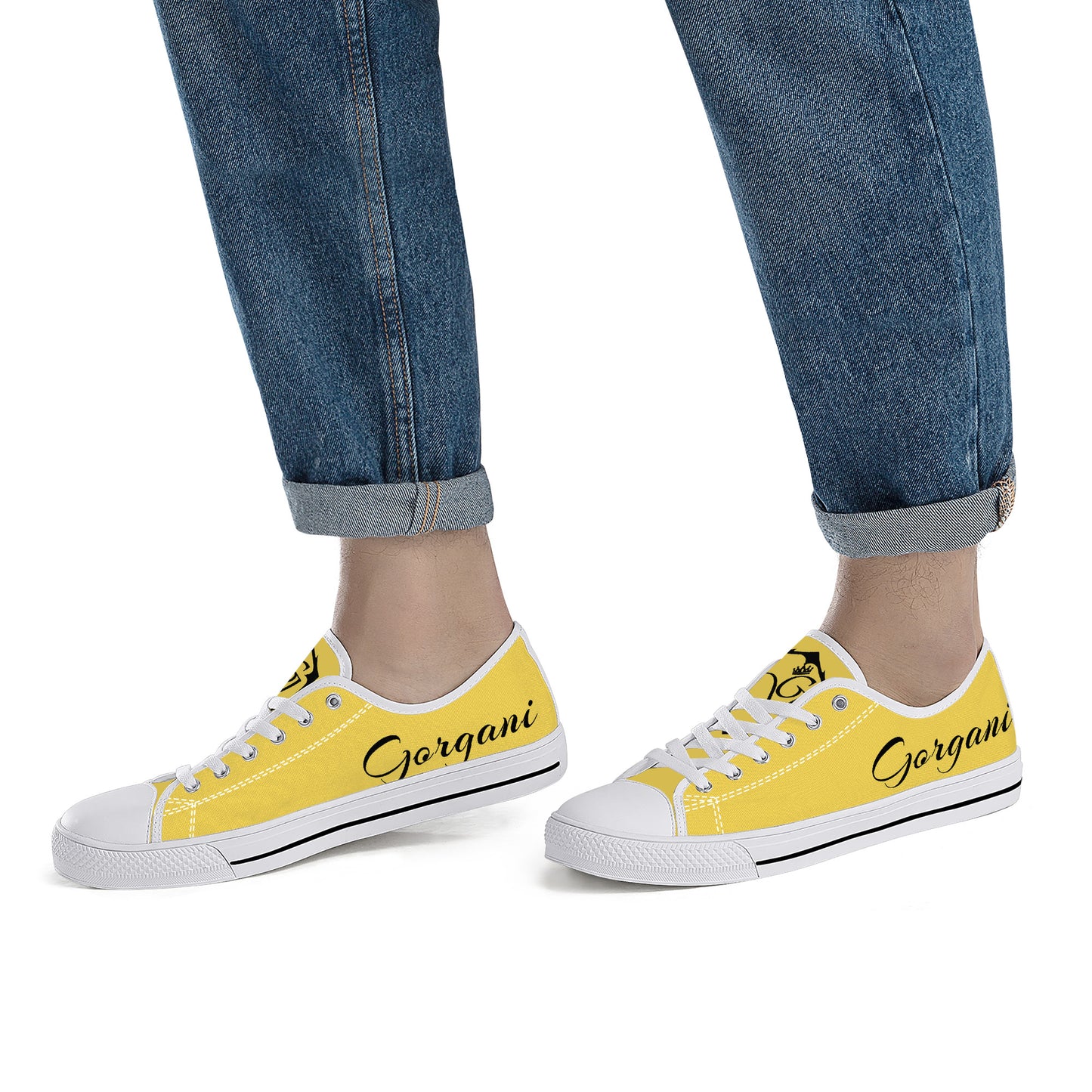 Low-Top Canvas Shoes White and yellow