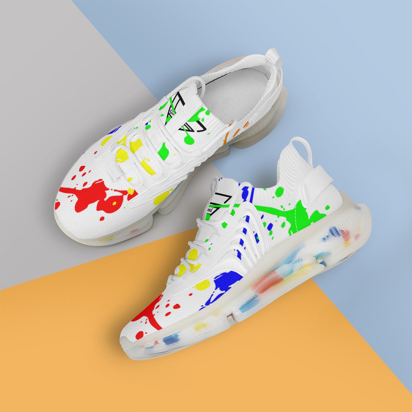 Gorgani SF_S35 Air Max React Sneakers - White an paint splash