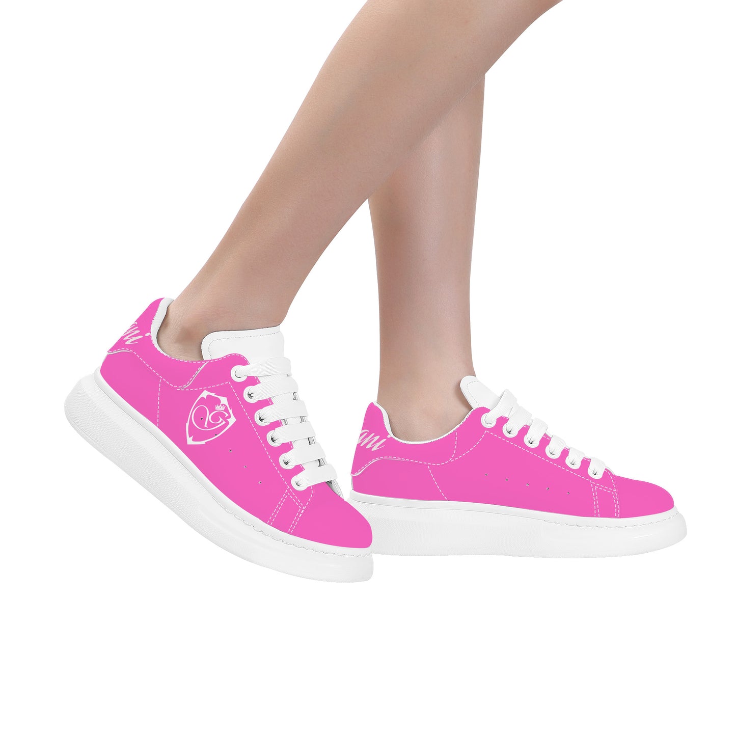 Gorgani D69 Heighten Low Top Shoes - White and pink
