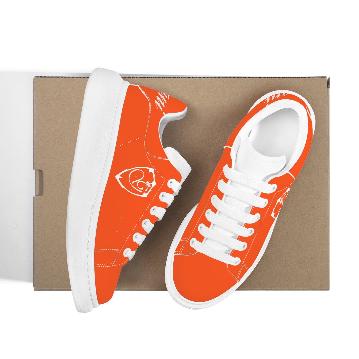 Gorgani D69 Heighten Low Top Shoes - White and orange