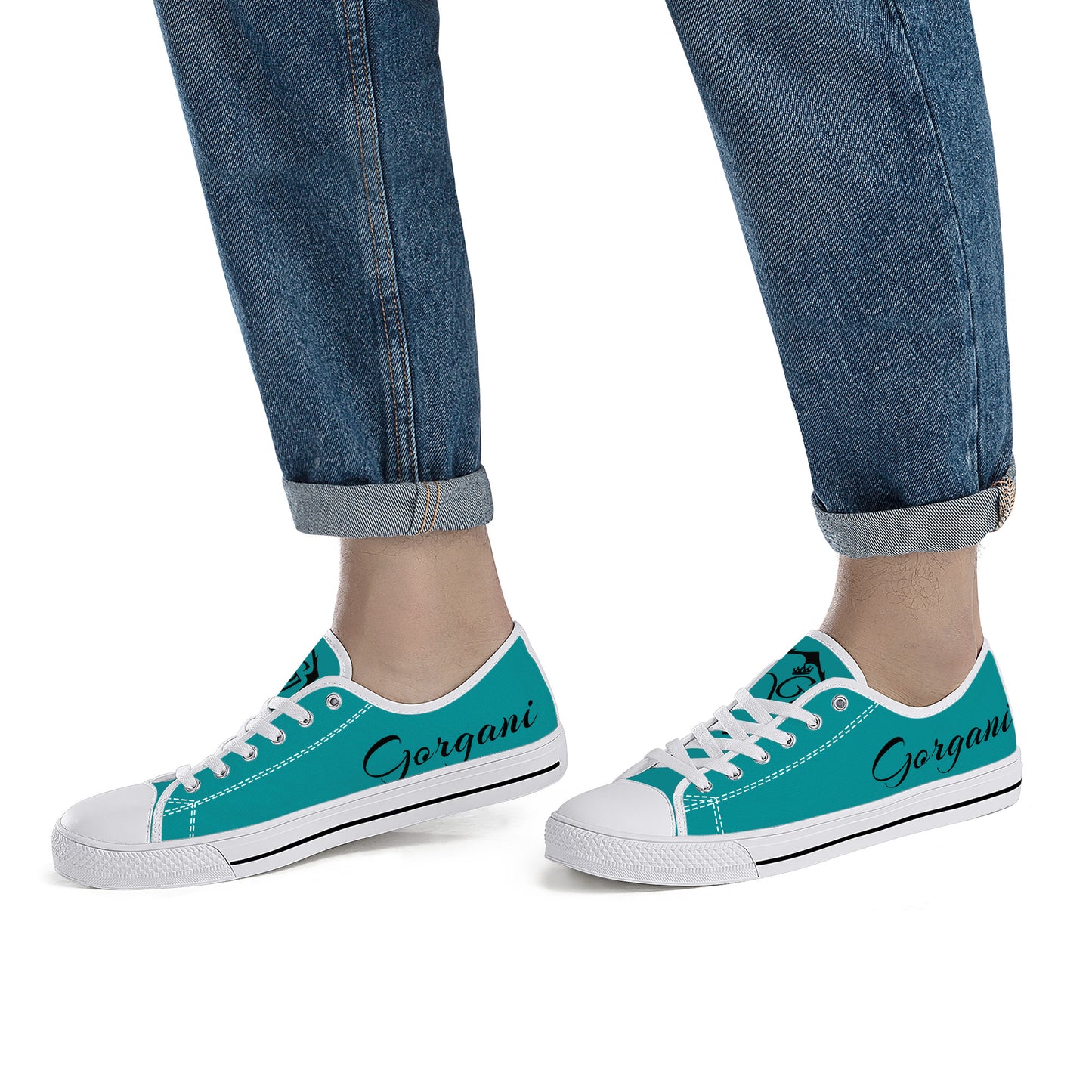 Gorgani Low-Top Canvas Shoes - White Aqua