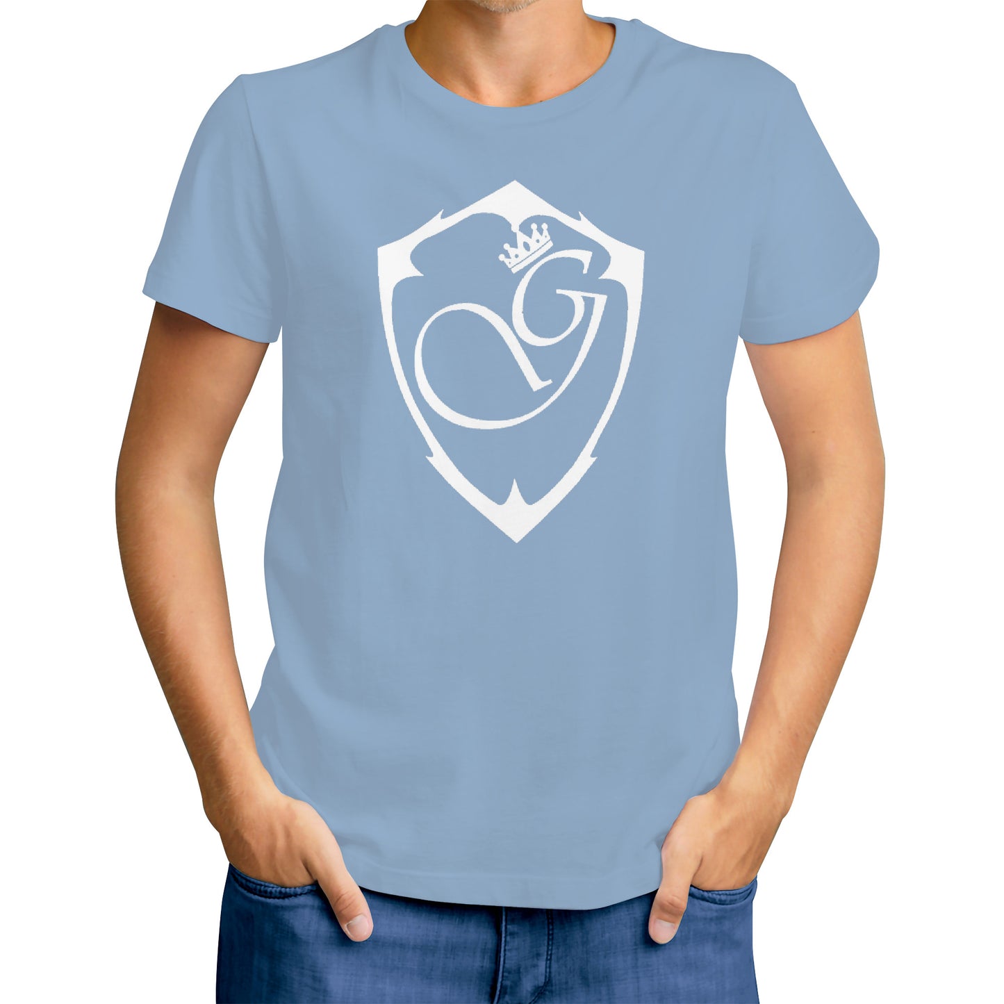 powder blue and white Gorgani T-Shirt