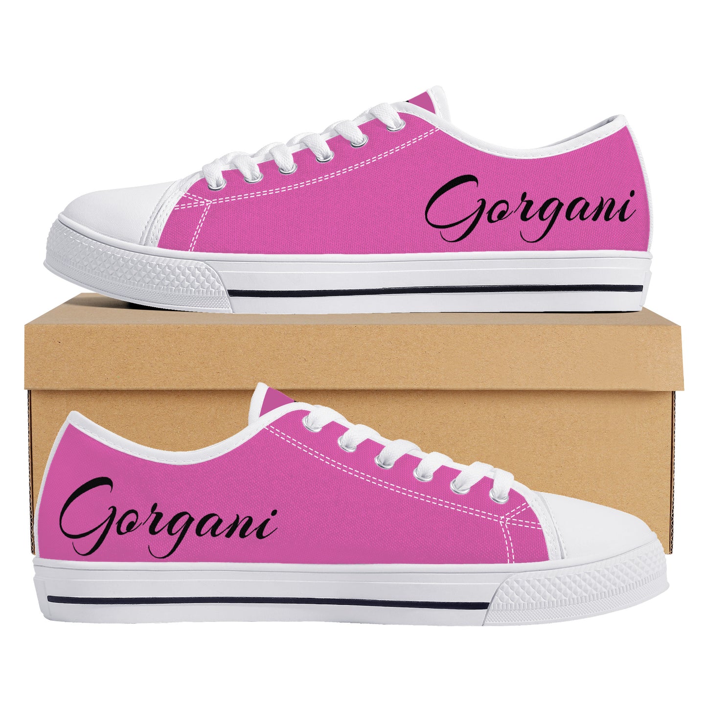 Low-Top Canvas Shoes White pink