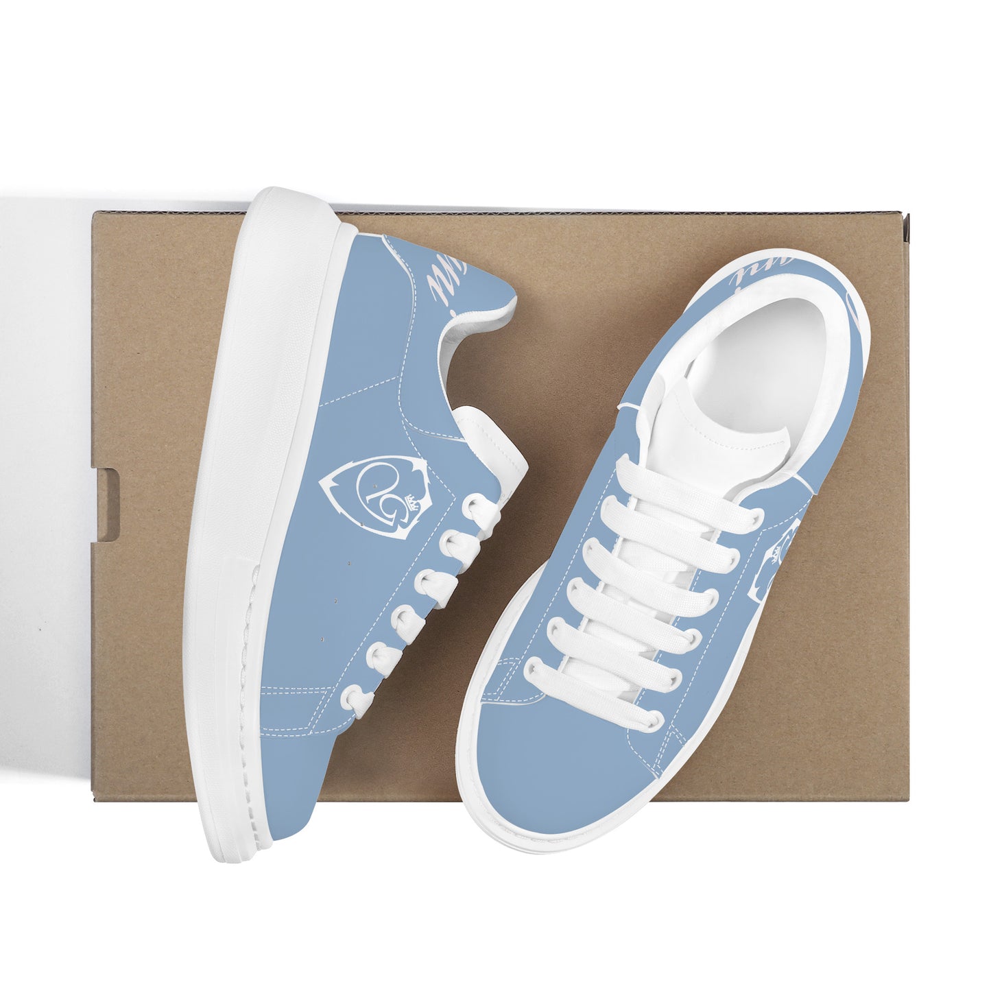 Gorgani D69 Heighten Low Top Shoes - White and powder blue