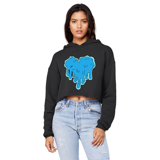 benzo heart Cropped Raw Edge Boyfriend Hoodie