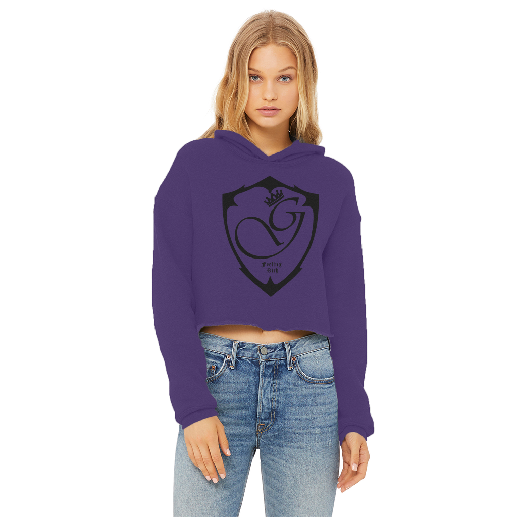 Feeling rich Ladies Cropped Raw Edge Hoodie