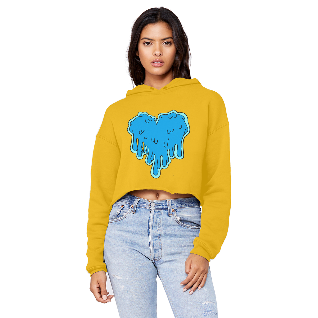 benzo heart Cropped Raw Edge Boyfriend Hoodie