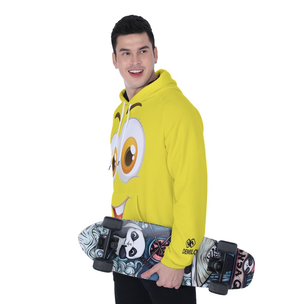 demilo smiley face Men's Heavy Fleece Raglan Hoodie