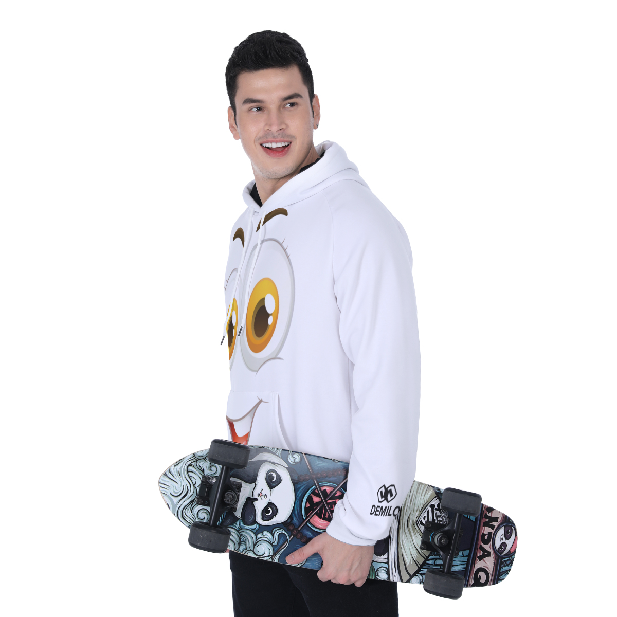 demilo smiley face Men's Heavy Fleece Raglan Hoodie