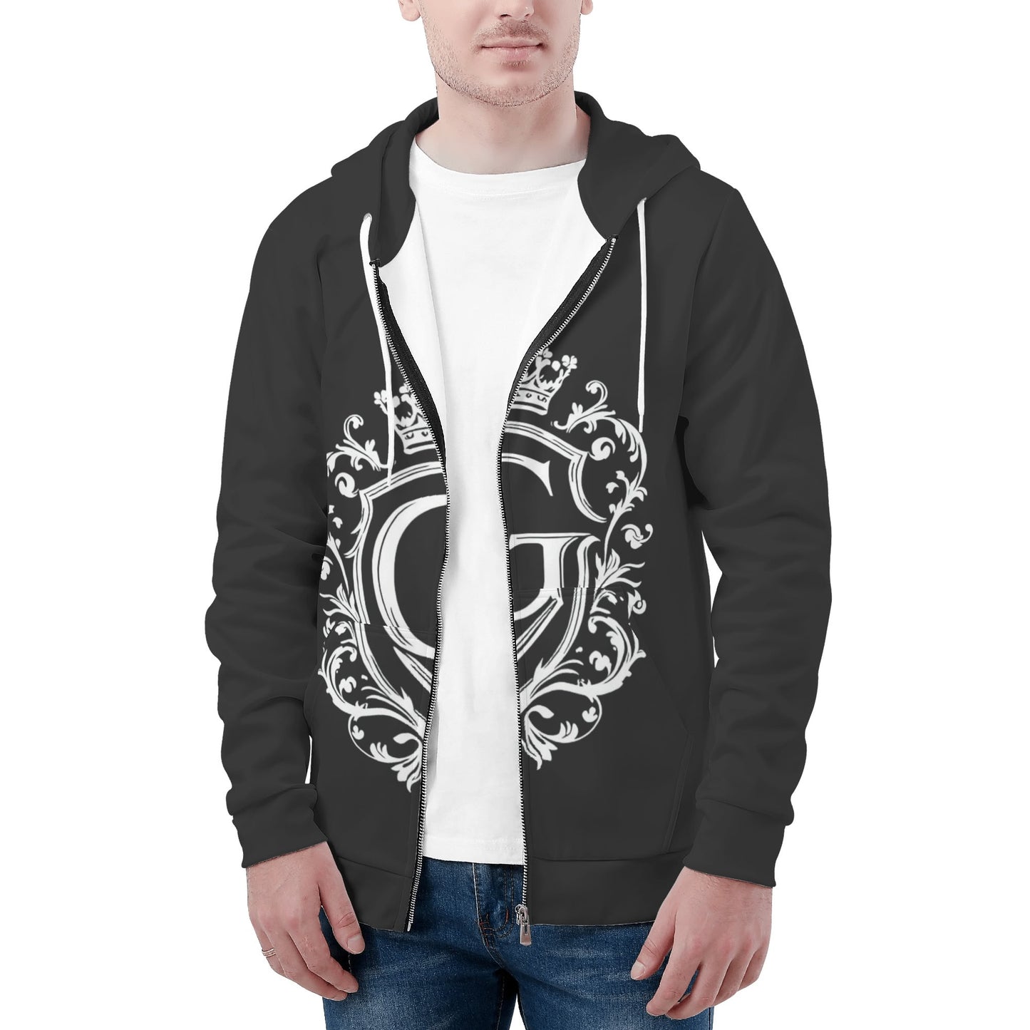 Gorgani logo Print Classic Zip Up Hoodie Warm Jacket