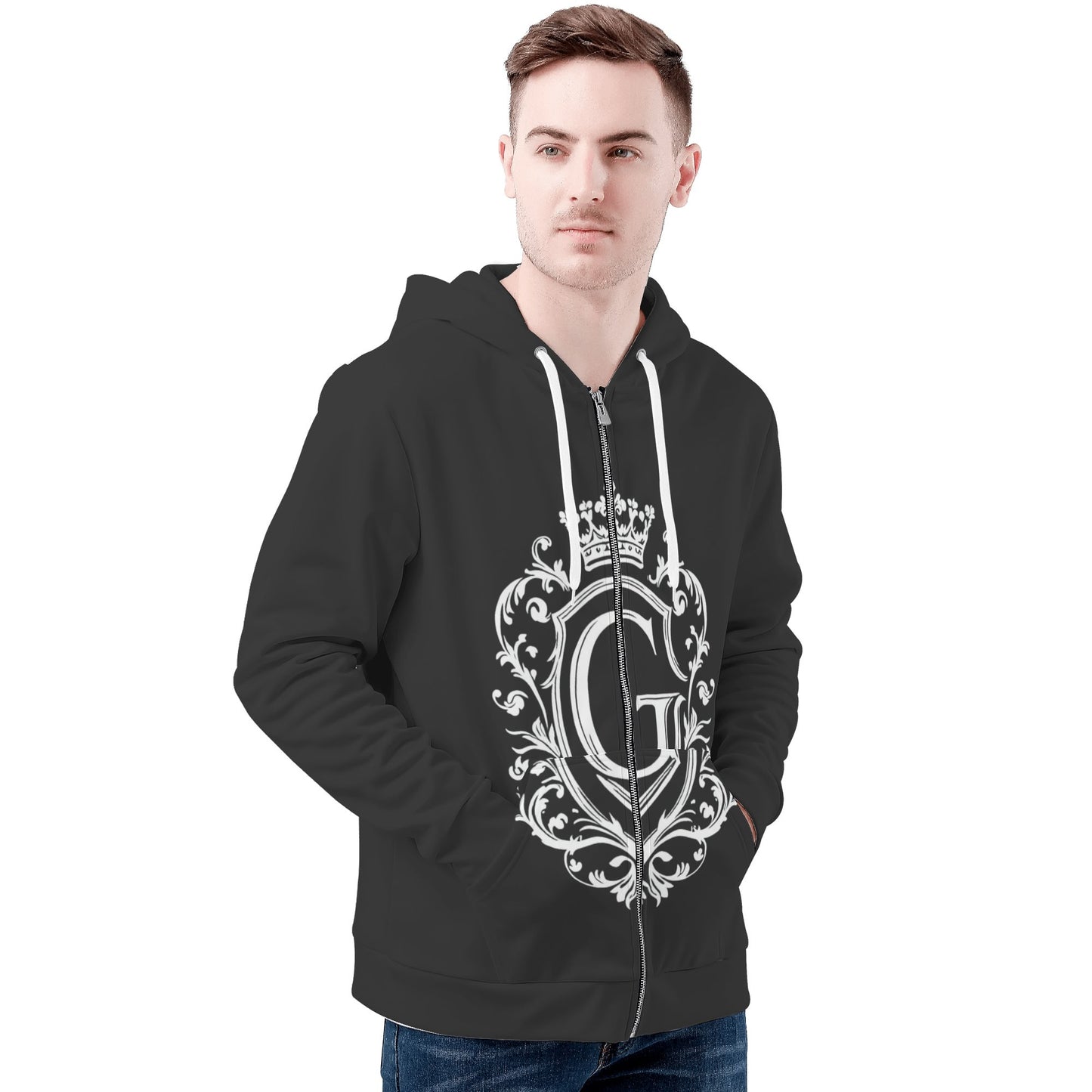 Gorgani logo Print Classic Zip Up Hoodie Warm Jacket