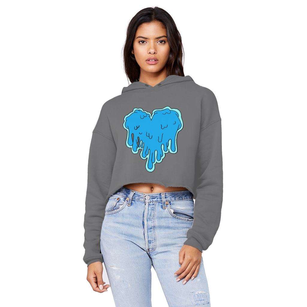 benzo heart Cropped Raw Edge Boyfriend Hoodie