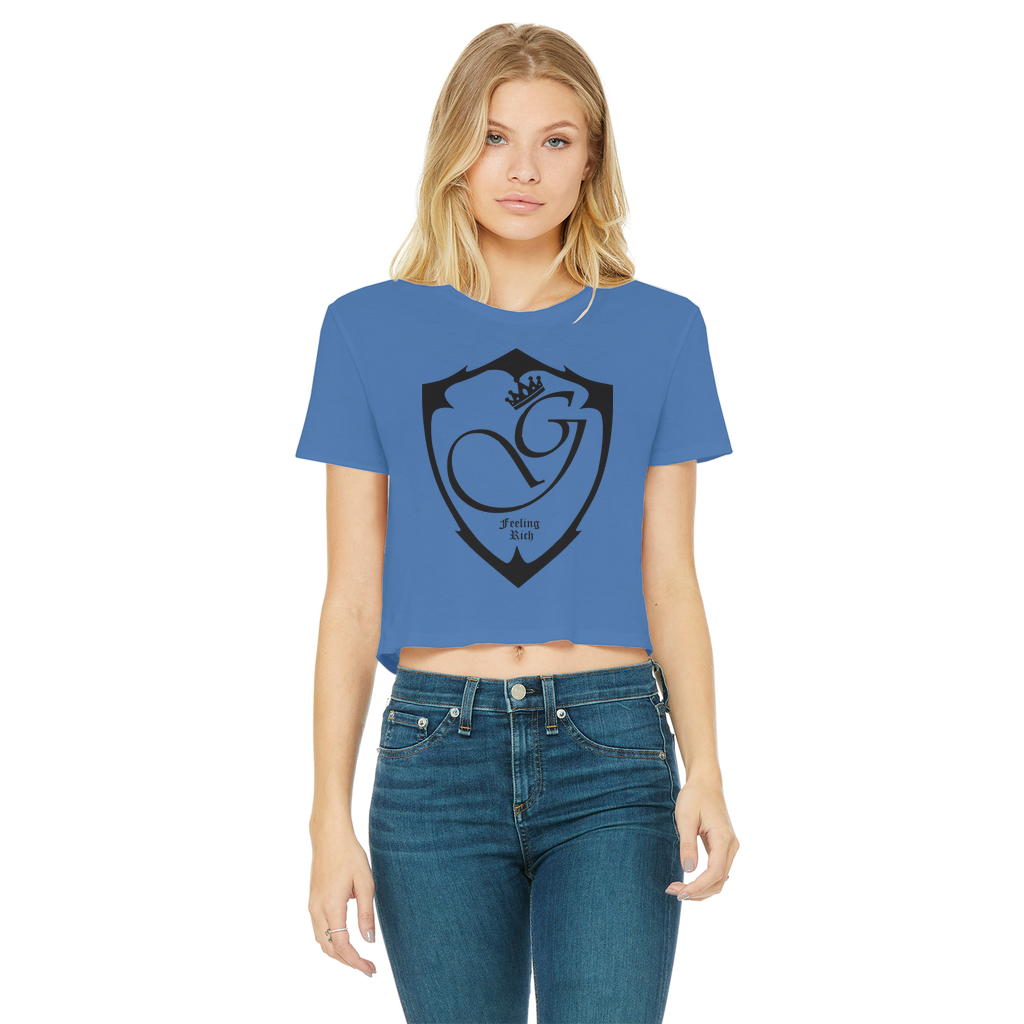 Feeling rich Classic Women's Cropped Raw Edge T-Shirt