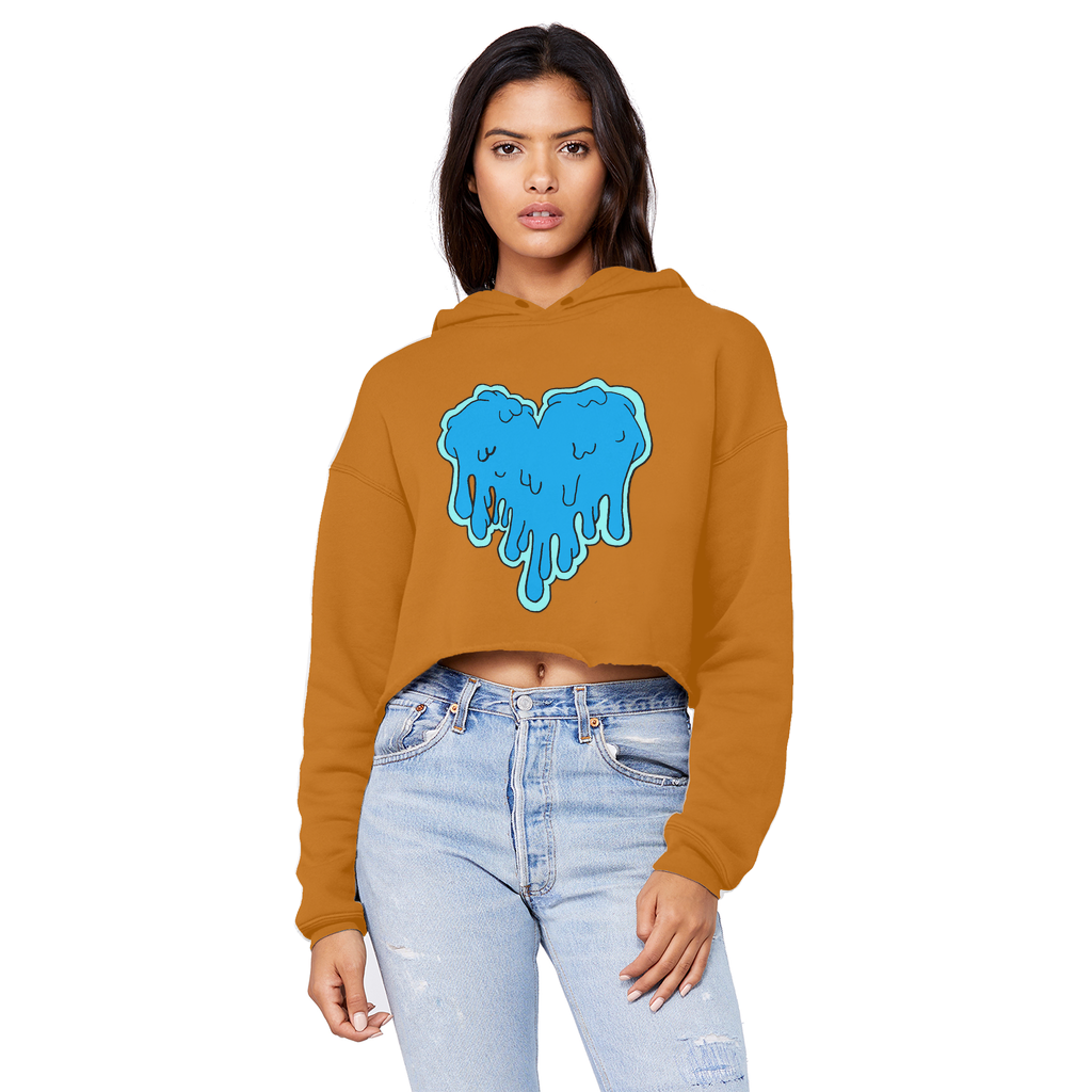benzo heart Cropped Raw Edge Boyfriend Hoodie