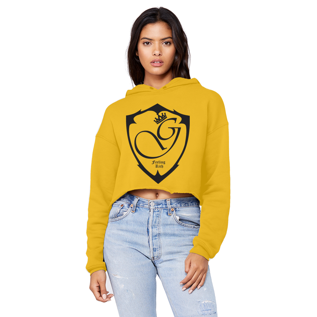 Feeling rich Cropped Raw Edge Boyfriend Hoodie