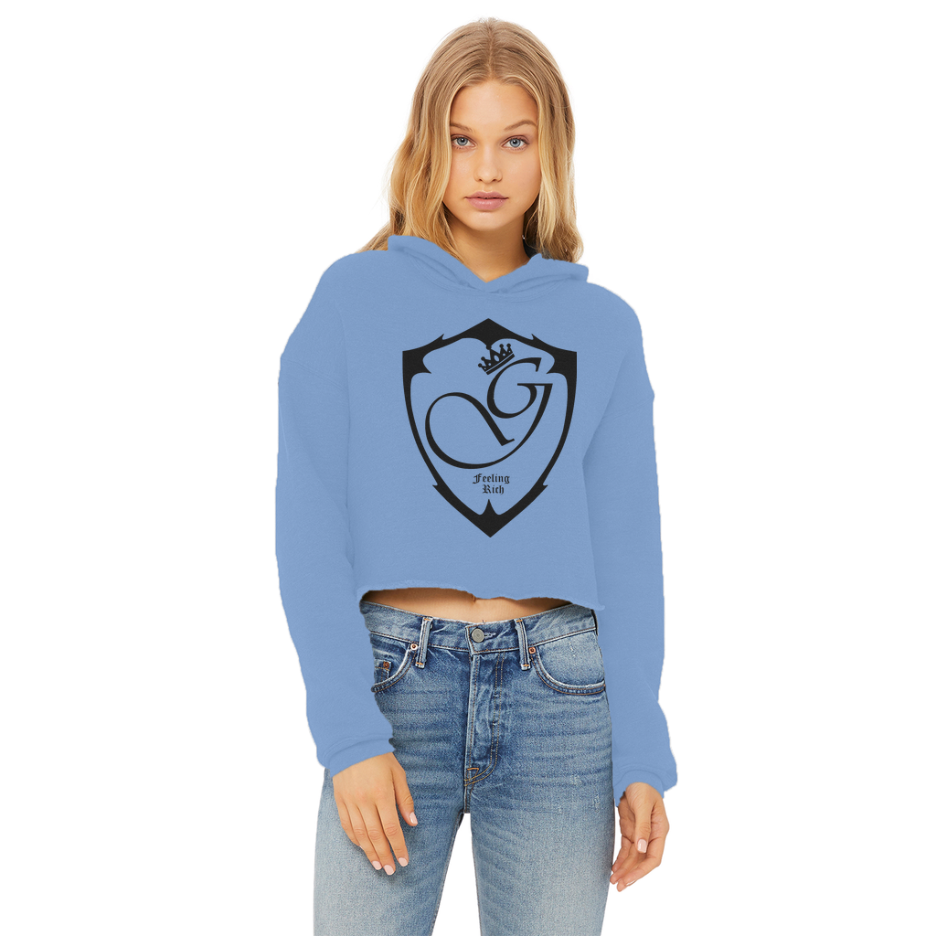 Feeling rich Ladies Cropped Raw Edge Hoodie