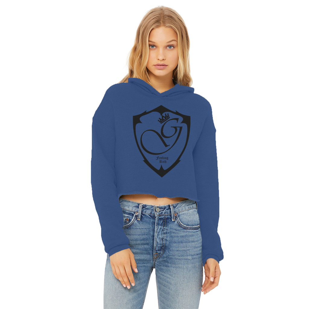 Feeling rich Ladies Cropped Raw Edge Hoodie