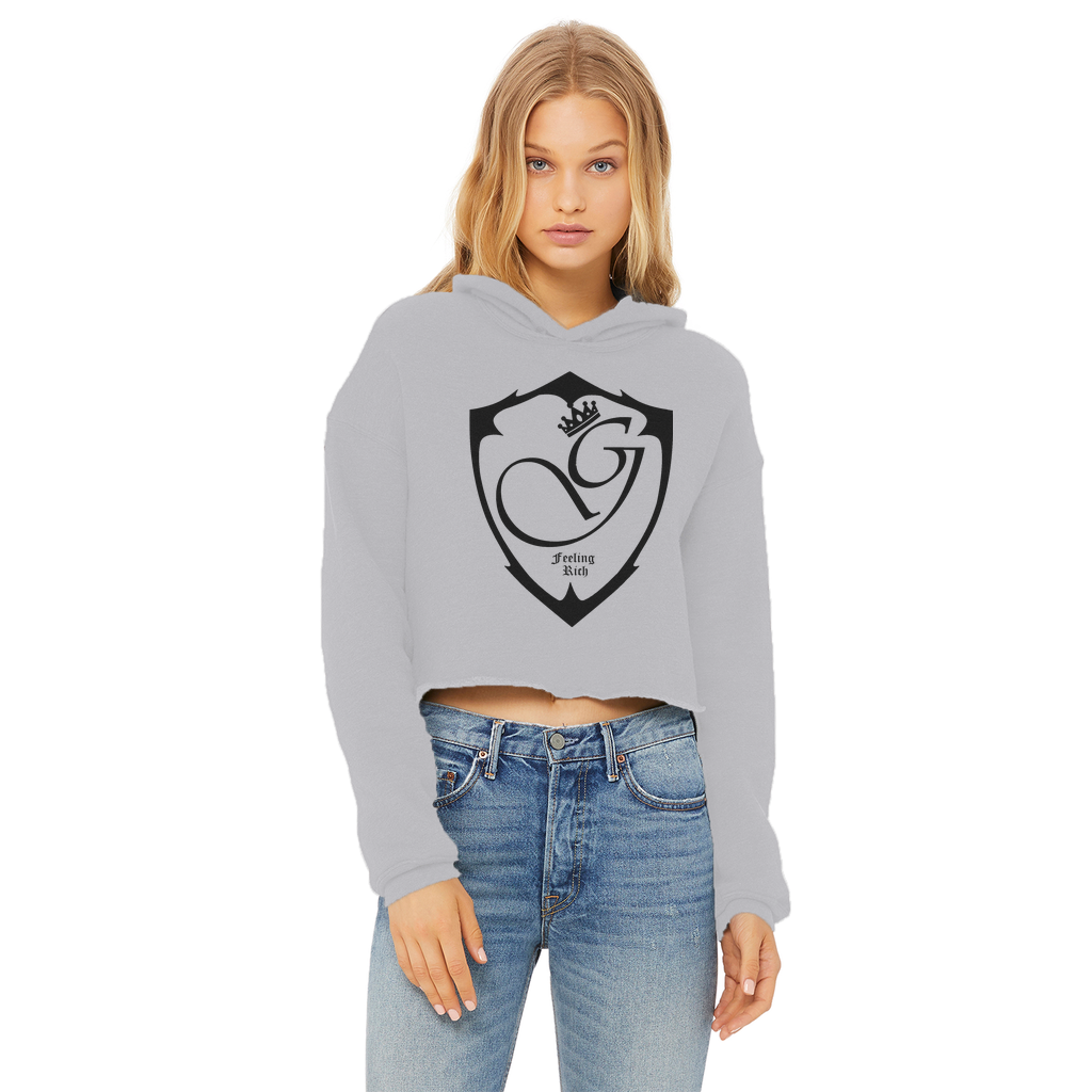Feeling rich Ladies Cropped Raw Edge Hoodie
