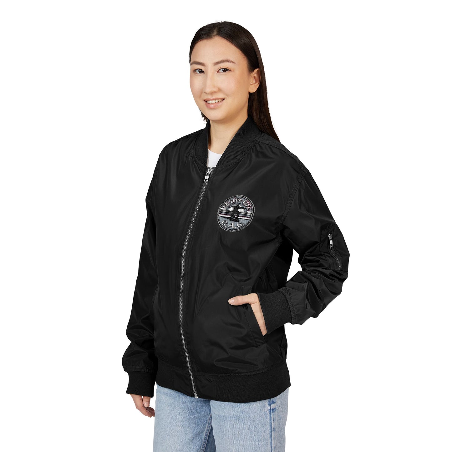 Eco-Friendly Bomber Jacket with Unique Embroidery, Stylish Outerwear, Sustainable Fashion, Gifts for Nature Lovers, Fall Fashion Layer