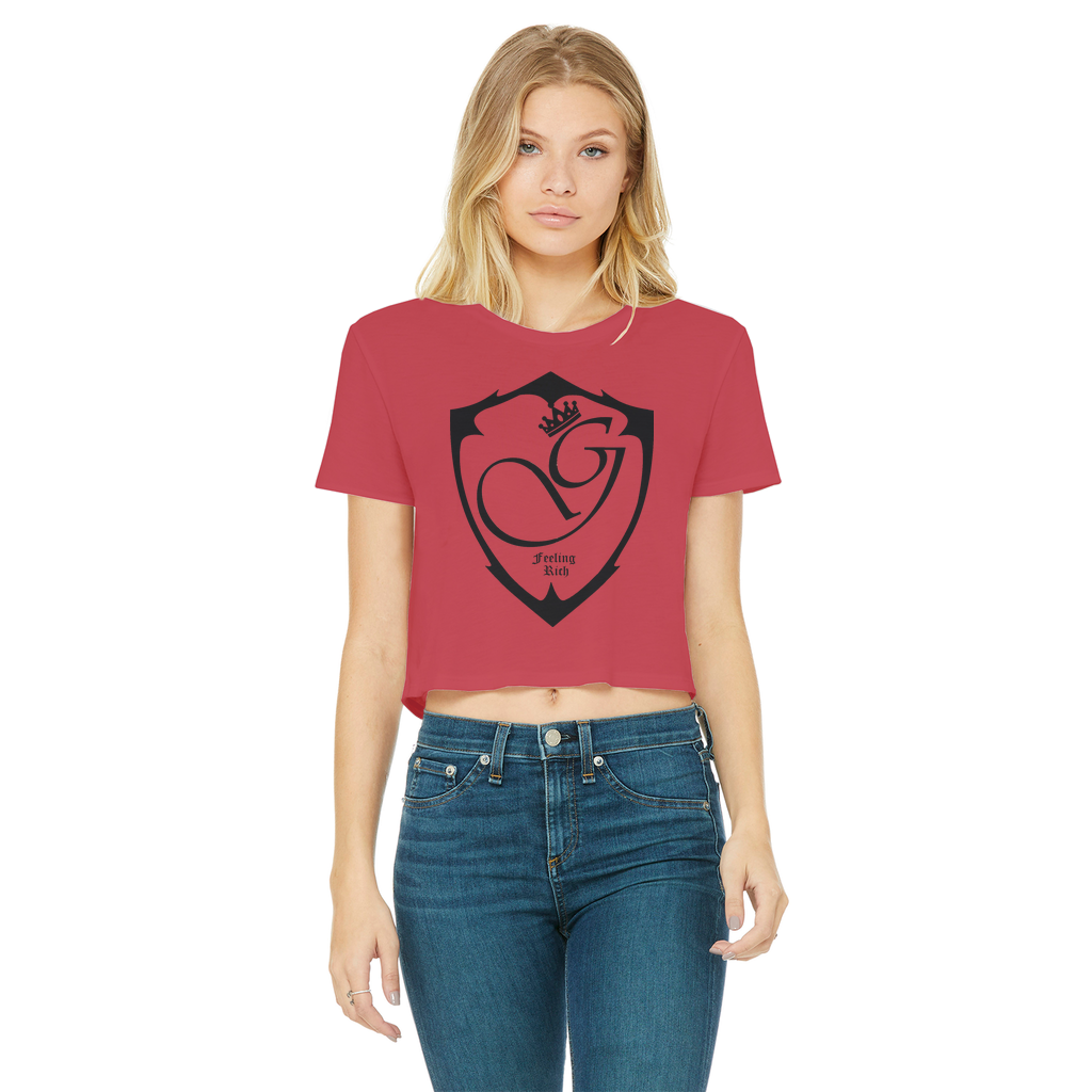 Feeling rich Classic Women's Cropped Raw Edge T-Shirt