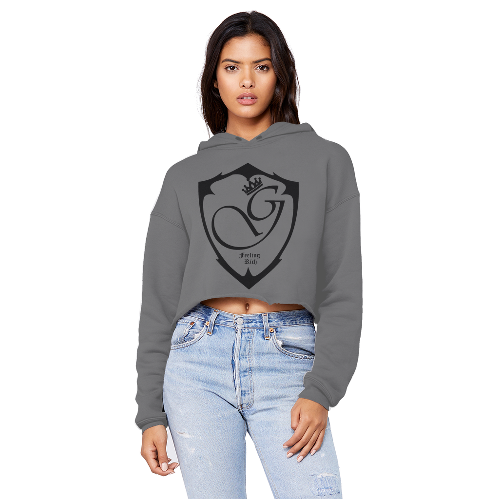 Feeling rich Cropped Raw Edge Boyfriend Hoodie