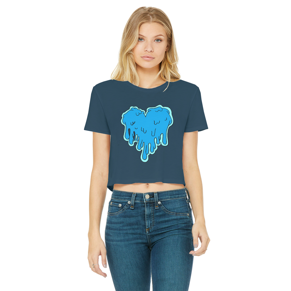 benzo heart Classic Women's Cropped Raw Edge T-Shirt