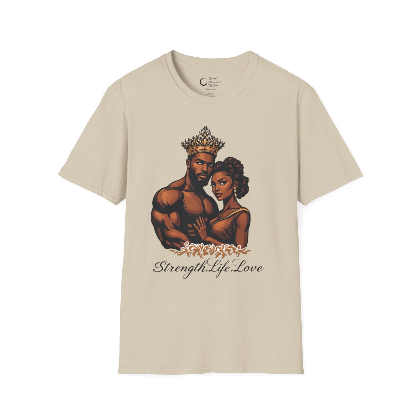 Strength Life Love by G.A.Gorgani Unisex Softstyle T-Shirt - Empowering Couple Graphic Tee