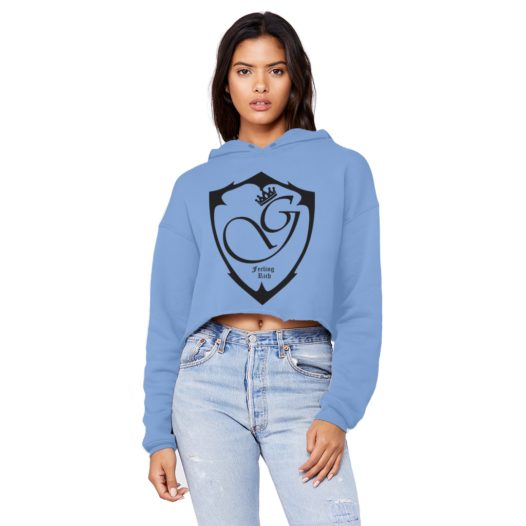 Feeling rich Cropped Raw Edge Boyfriend Hoodie