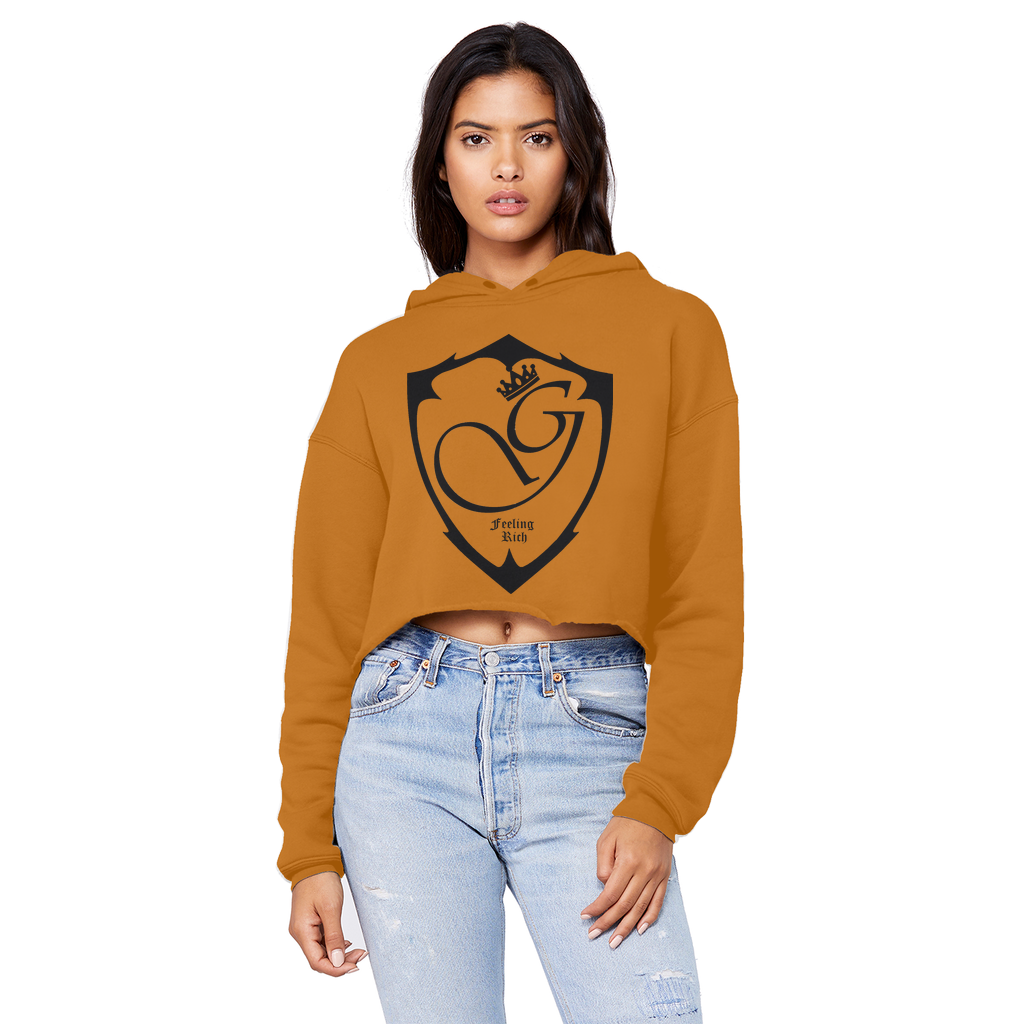 Feeling rich Cropped Raw Edge Boyfriend Hoodie