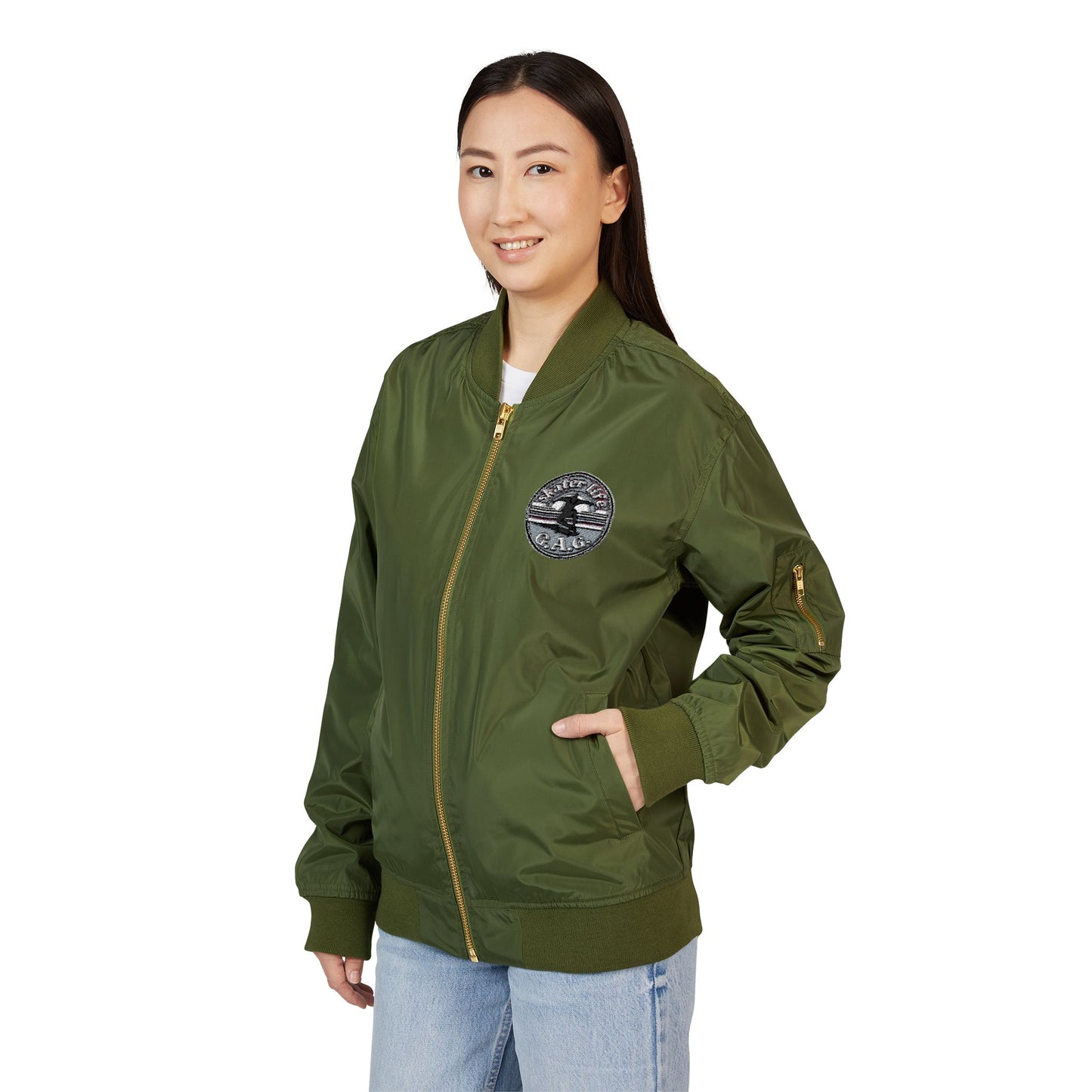 Eco-Friendly Bomber Jacket with Unique Embroidery, Stylish Outerwear, Sustainable Fashion, Gifts for Nature Lovers, Fall Fashion Layer