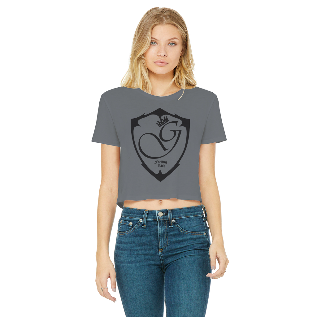 Feeling rich Classic Women's Cropped Raw Edge T-Shirt