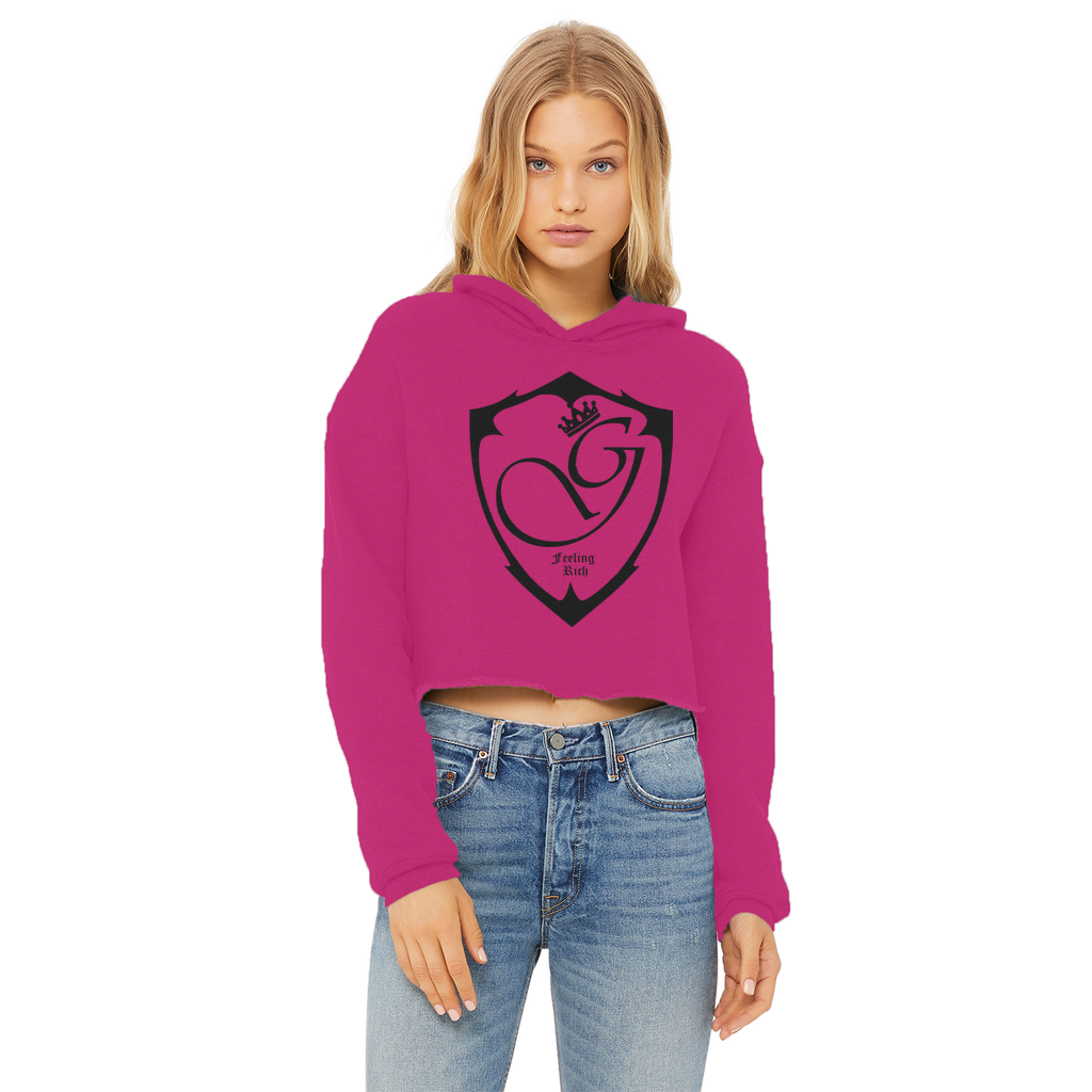 Feeling rich Ladies Cropped Raw Edge Hoodie