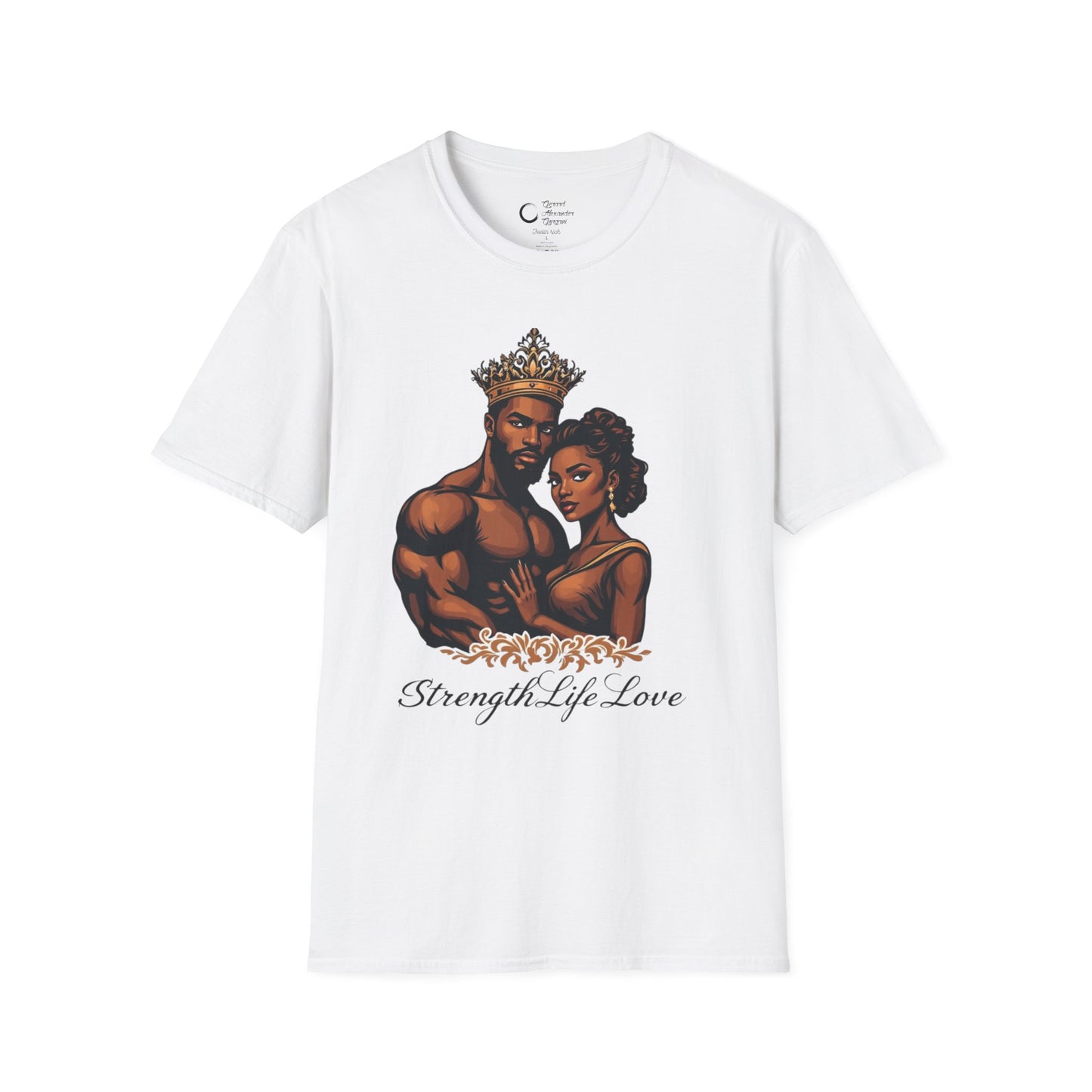 Strength Life Love by G.A.Gorgani Unisex Softstyle T-Shirt - Empowering Couple Graphic Tee