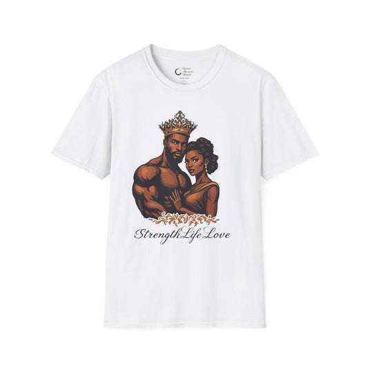 Strength Life Love by G.A.Gorgani Unisex Softstyle T-Shirt - Empowering Couple Graphic Tee