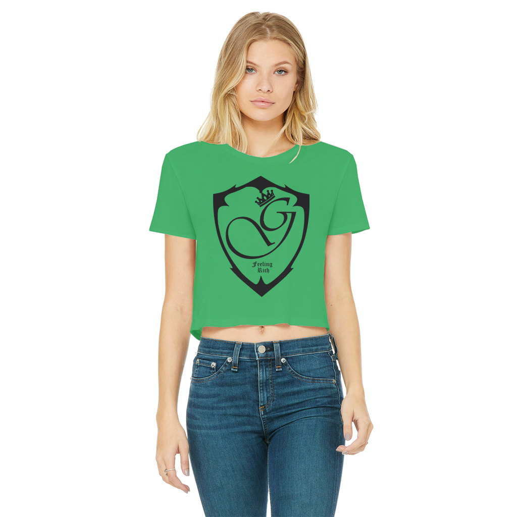 Feeling rich Classic Women's Cropped Raw Edge T-Shirt