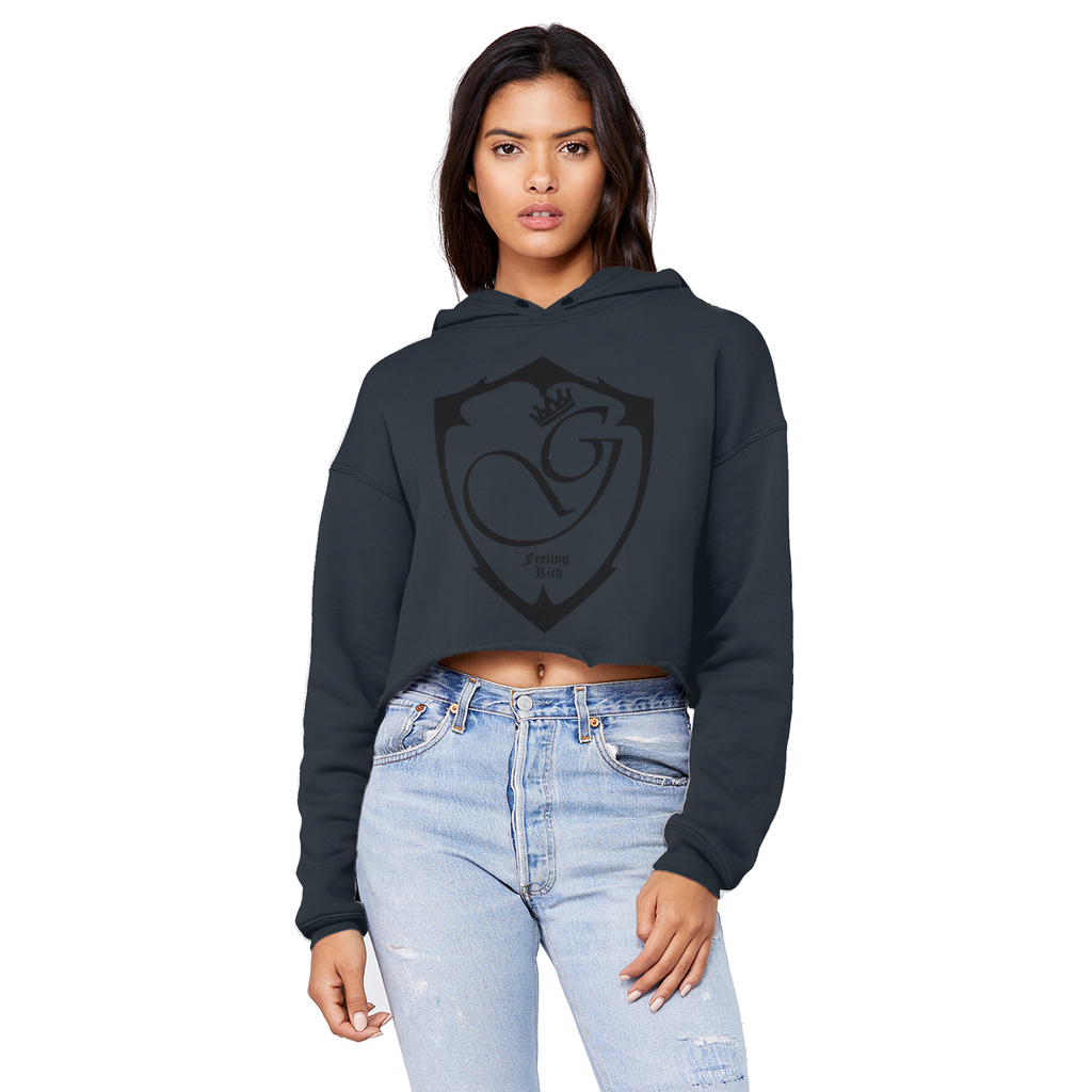 Feeling rich Cropped Raw Edge Boyfriend Hoodie