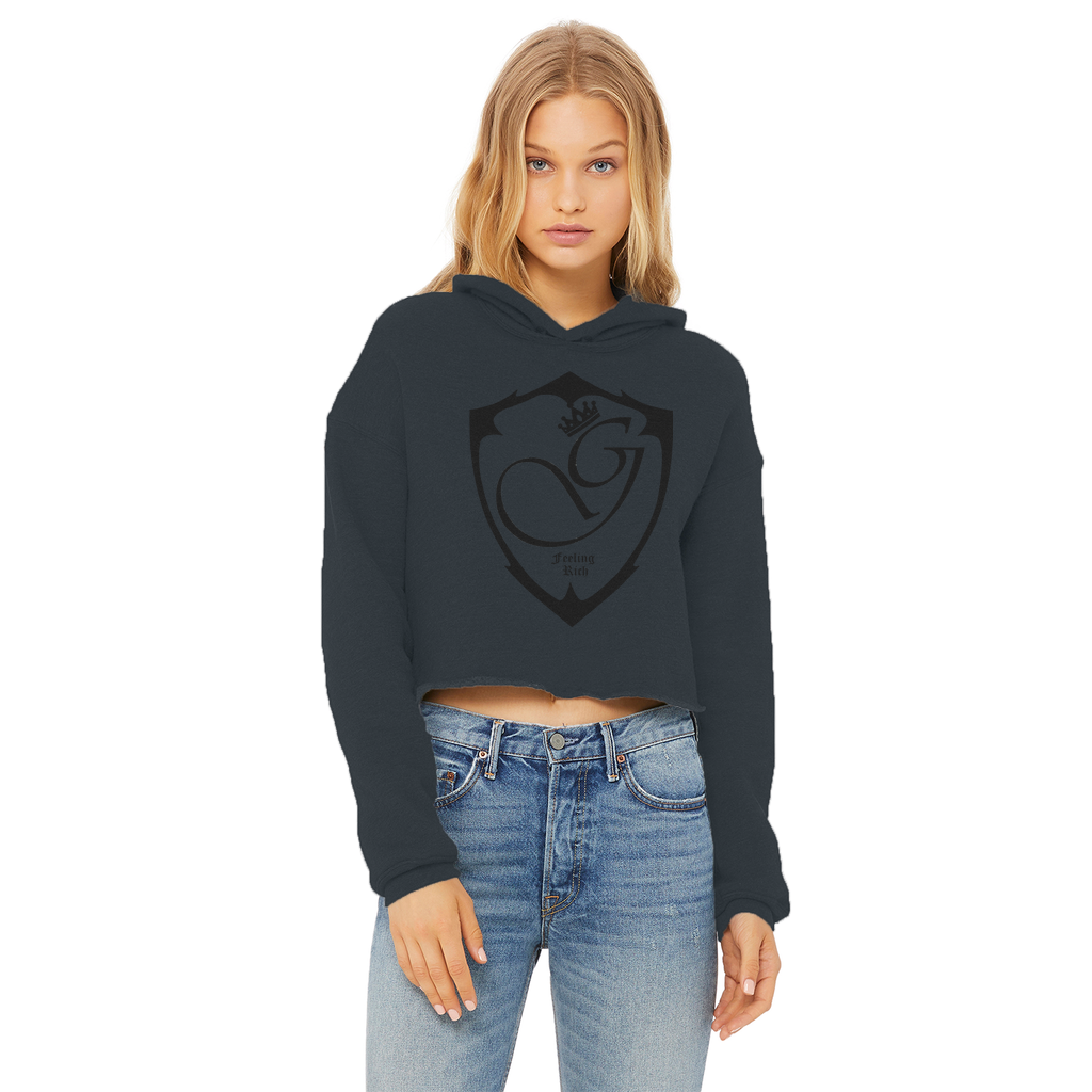 Feeling rich Ladies Cropped Raw Edge Hoodie