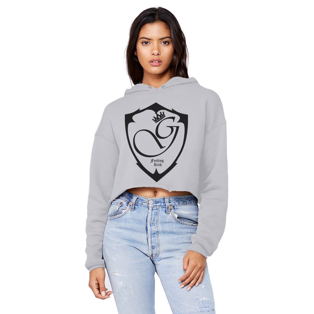 Feeling rich Cropped Raw Edge Boyfriend Hoodie